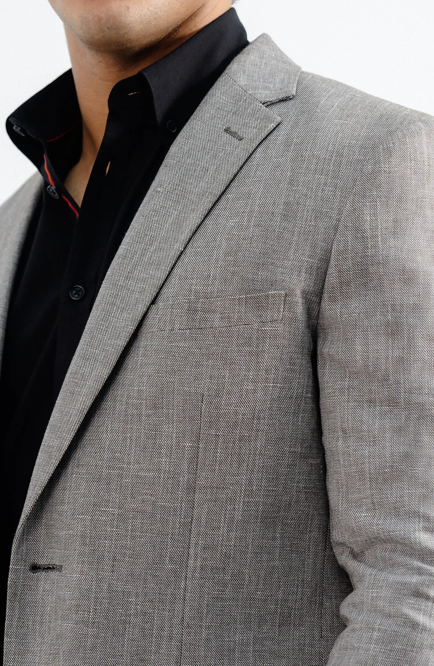 LINEN BLAZER -  BROWN