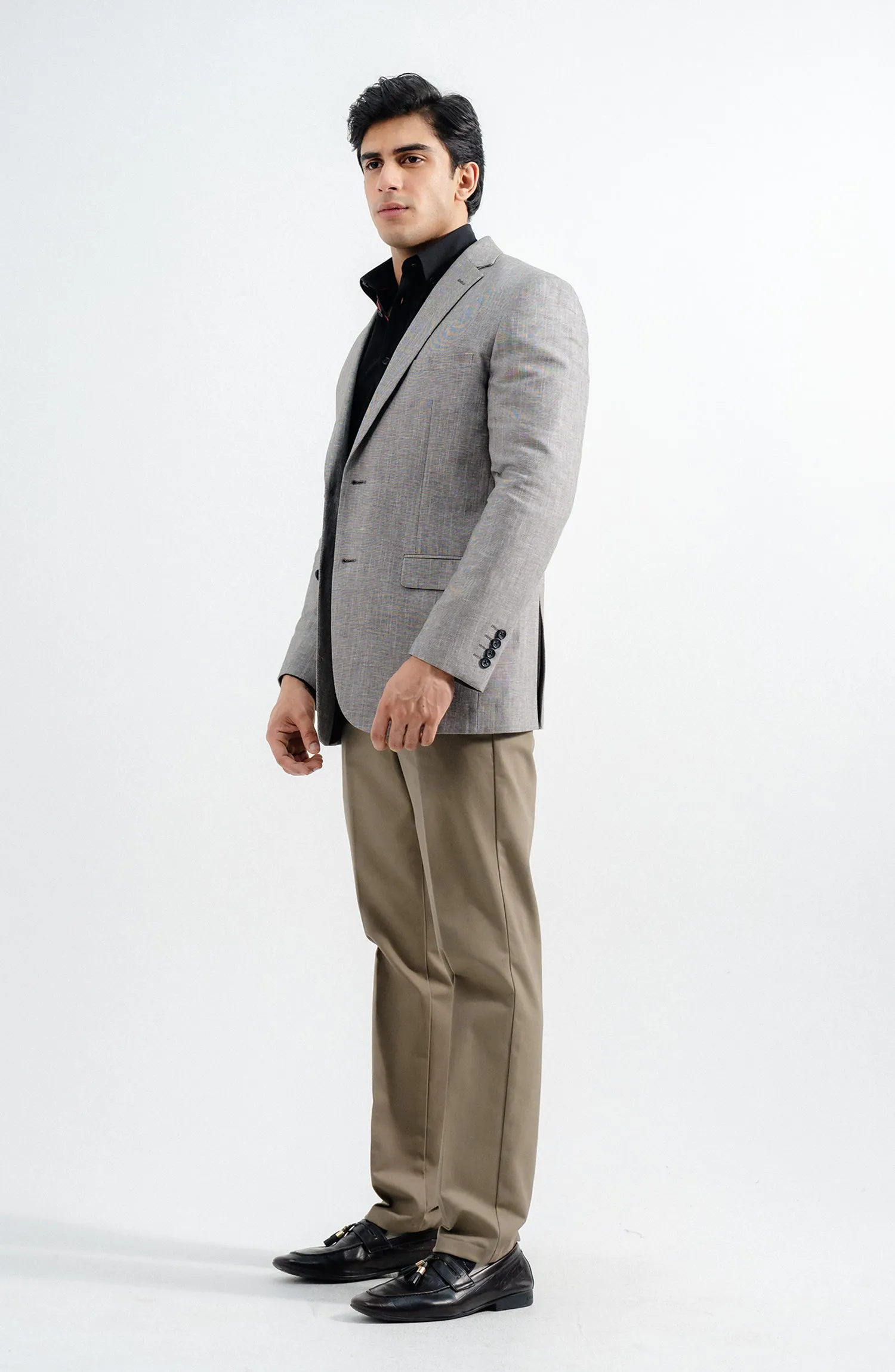 LINEN BLAZER -  BROWN