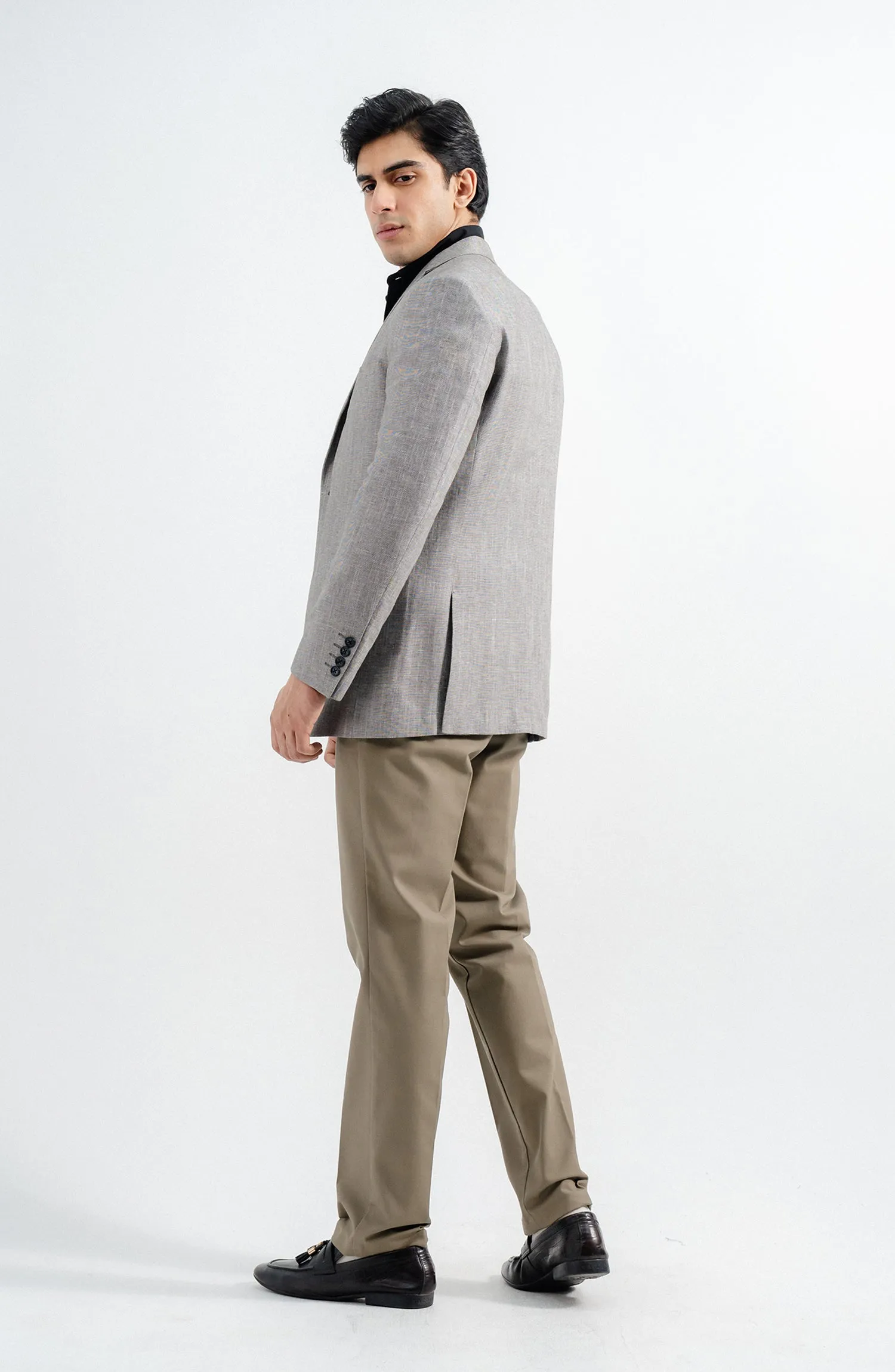 LINEN BLAZER -  BROWN