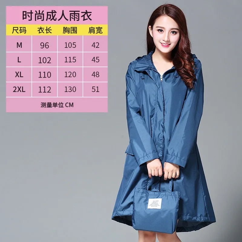 Long Raincoat Women Waterproof Windproof Hooded Light Hiking Coat Ponchos