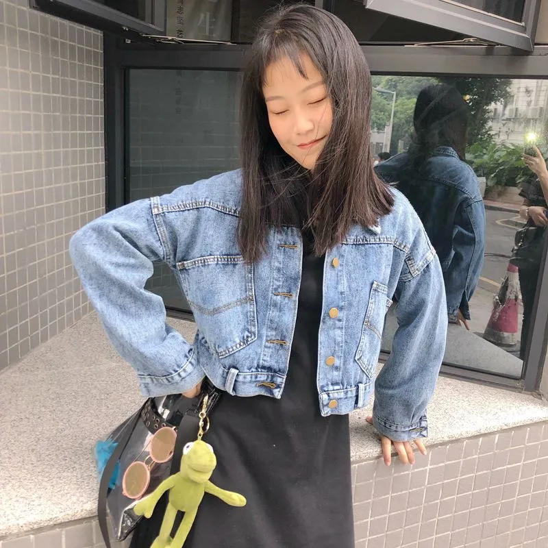 Loose student BF girl short denim coat