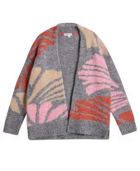 Louisa Longline Cardi - Grey Multi