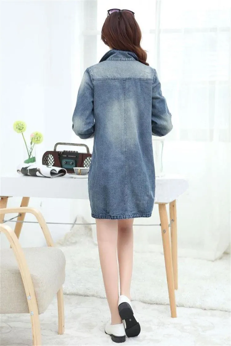 Medium Length Loose Hole Ddenim Jacket