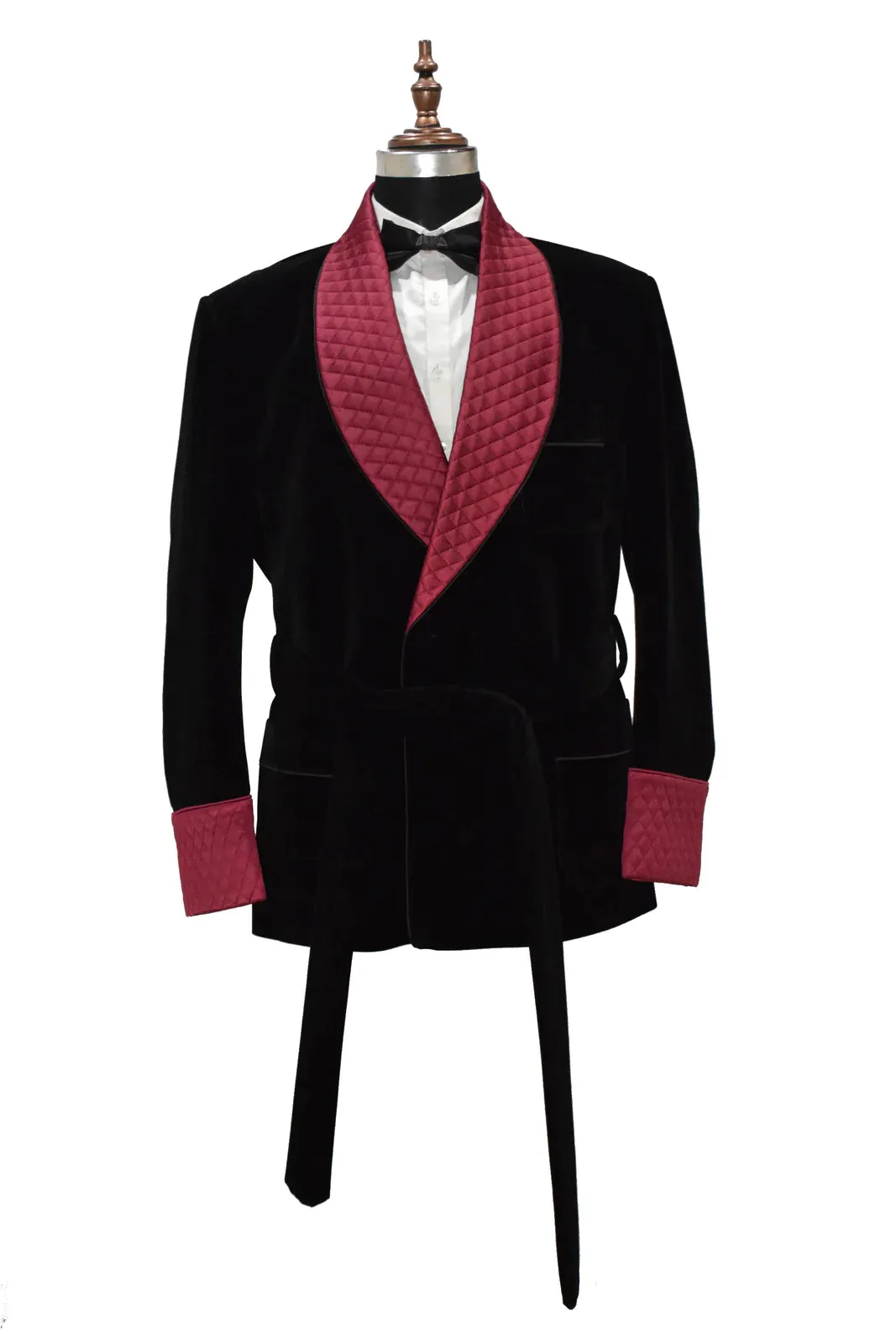 Men's Black Smoking Jackets Designer Luxury Quilted Coat