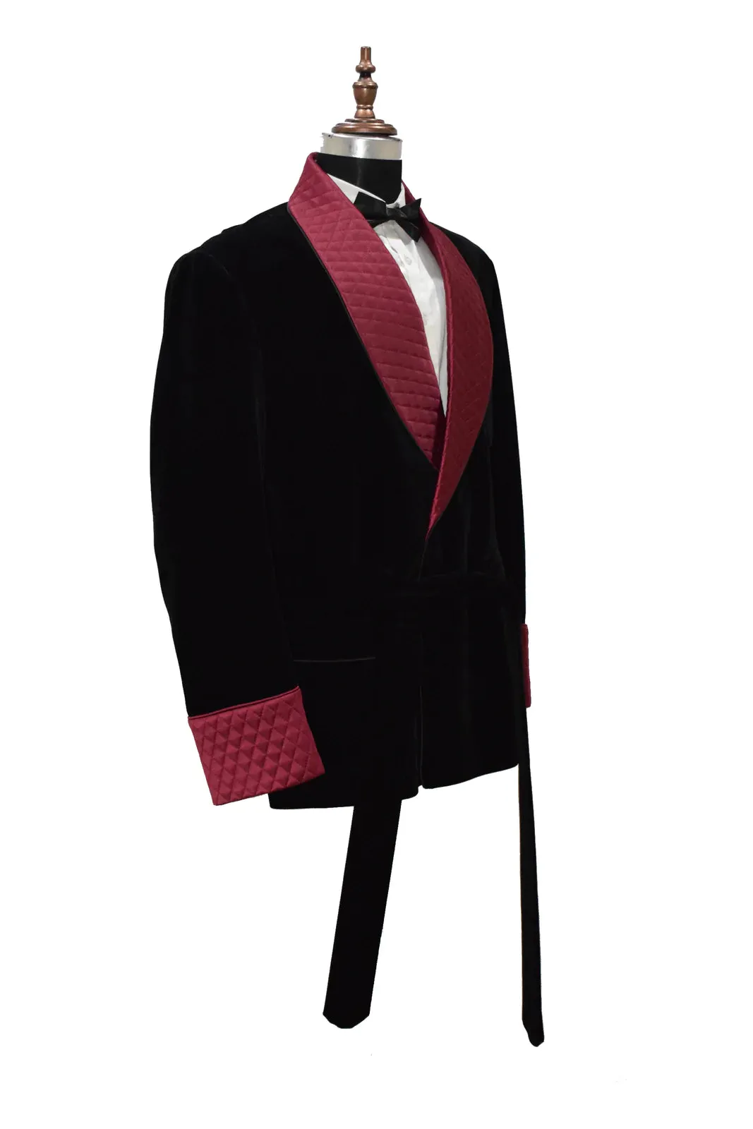 Men's Black Smoking Jackets Designer Luxury Quilted Coat