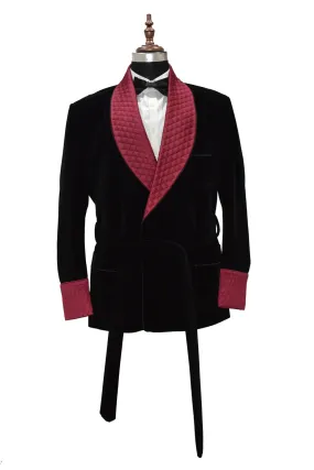 Men's Black Smoking Jackets Designer Luxury Quilted Coat