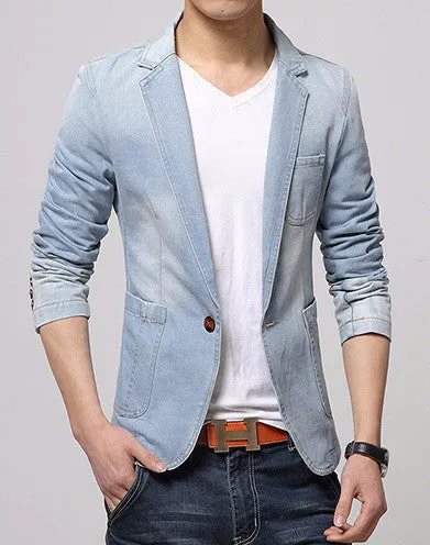 Men's Casual Fashion Denim Blazer