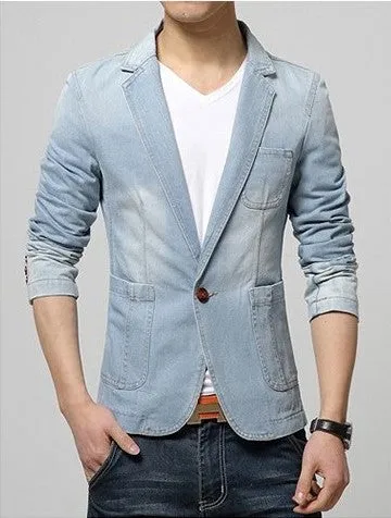 Men's Casual Fashion Denim Blazer
