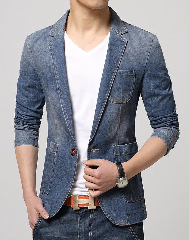 Men's Casual Fashion Denim Blazer