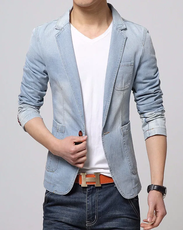 Men's Casual Fashion Denim Blazer