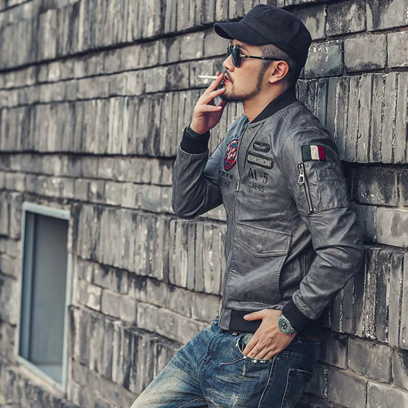 Men's Casual Leather Bomber
