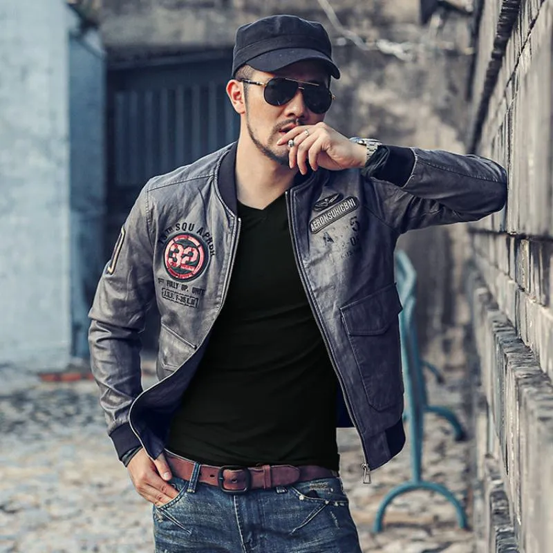 Men's Casual Leather Bomber