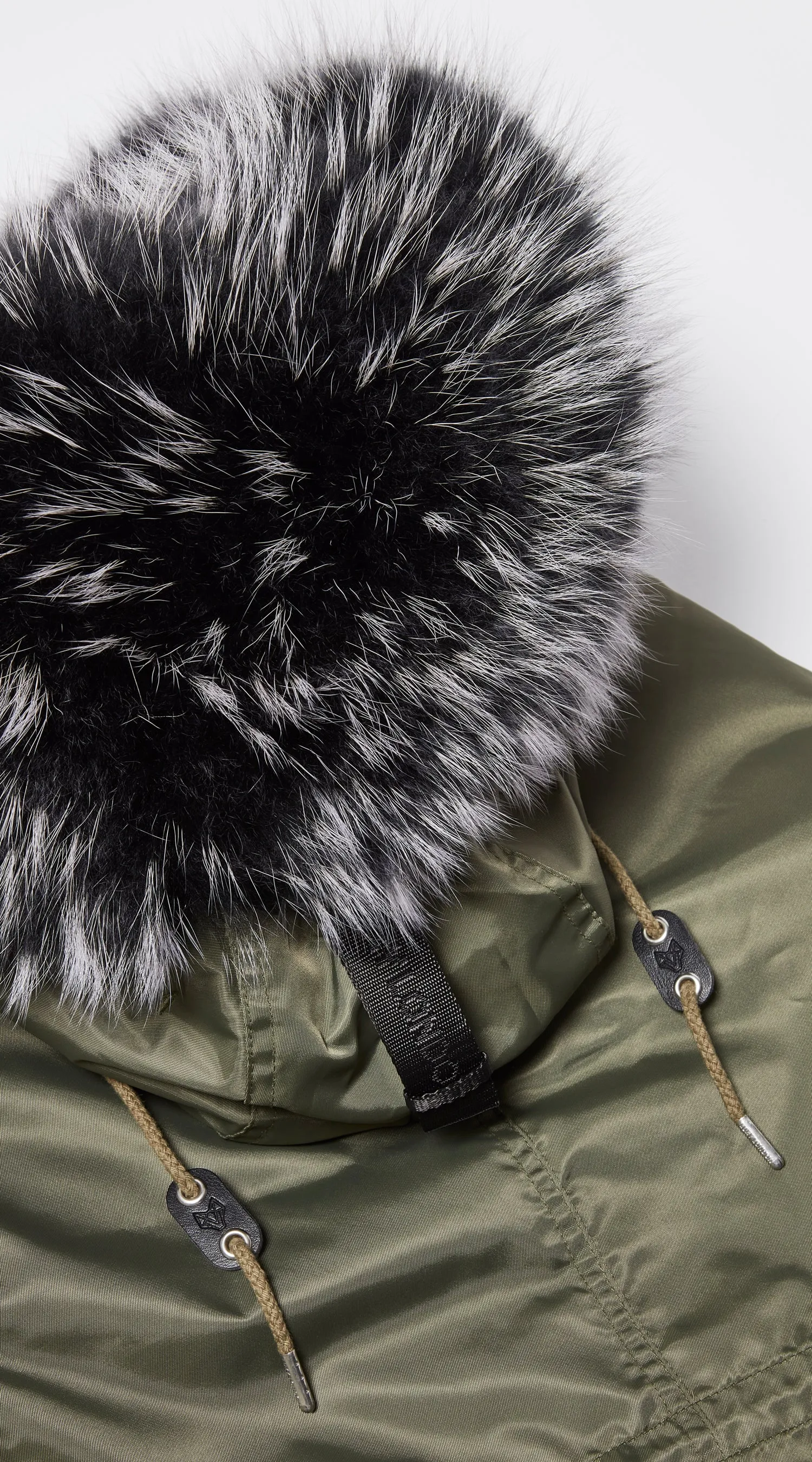 Mens Khaki Luxy Fur Bomber - Black Mist