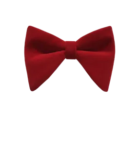 Men's Red Solid velvet bowtie and pocket square