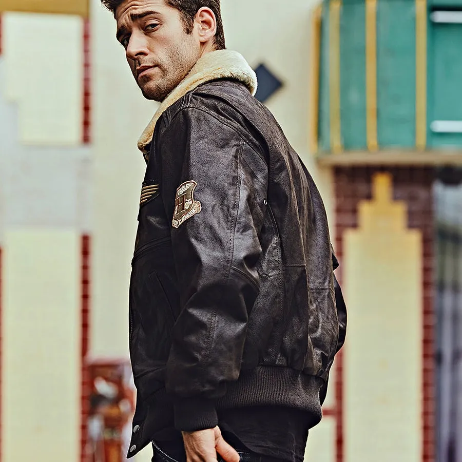 Men's Winter Genuine Leather Warm Bomber