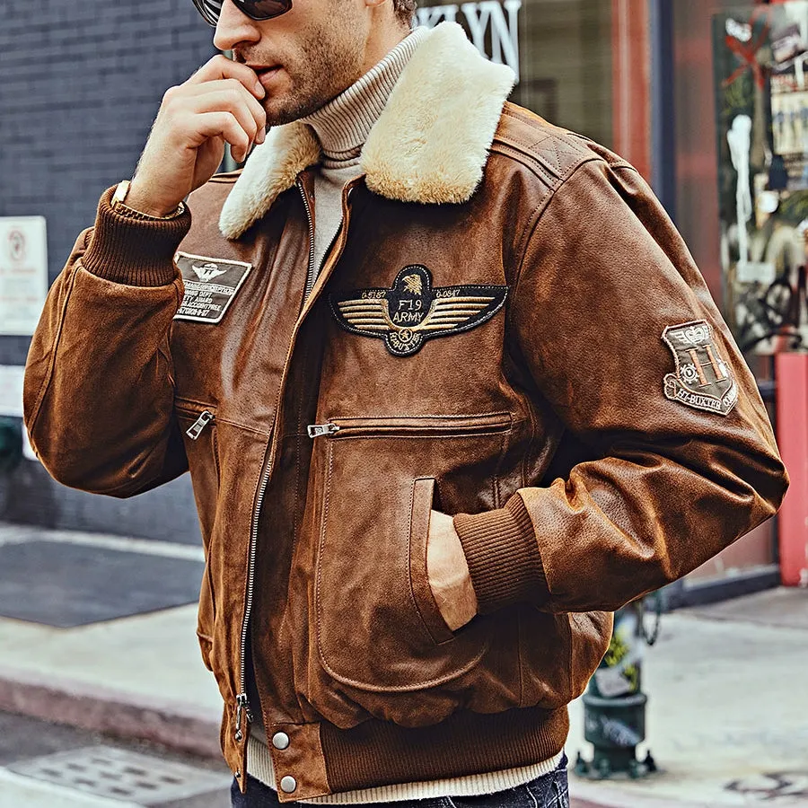 Men's Winter Genuine Leather Warm Bomber