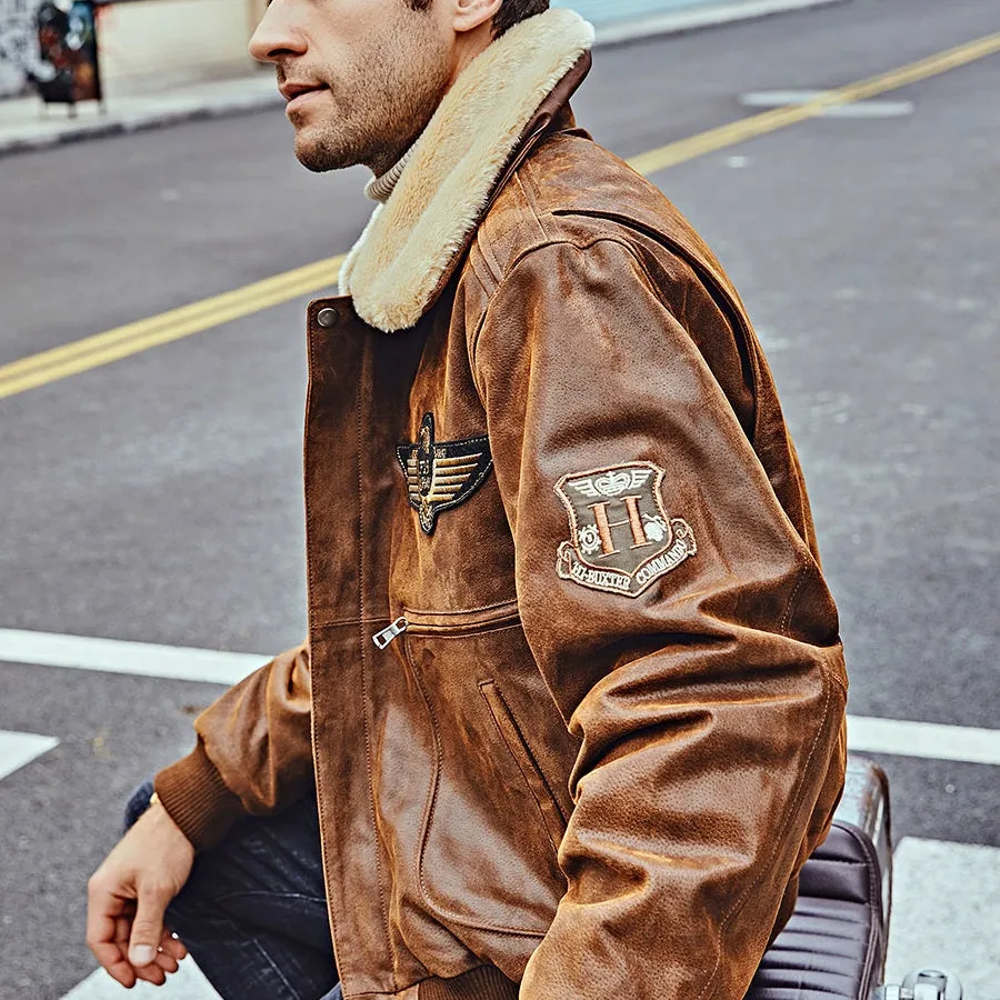 Men's Winter Genuine Leather Warm Bomber