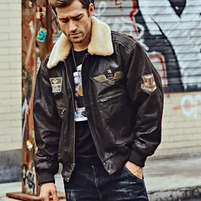 Men's Winter Genuine Leather Warm Bomber