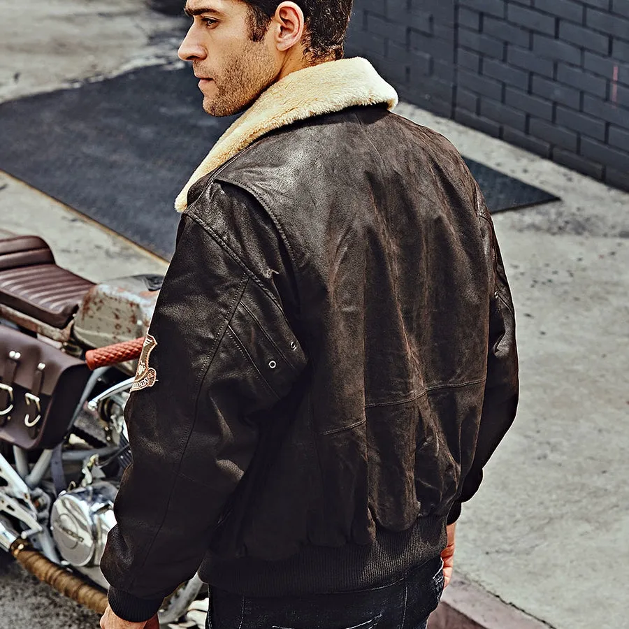 Men's Winter Genuine Leather Warm Bomber