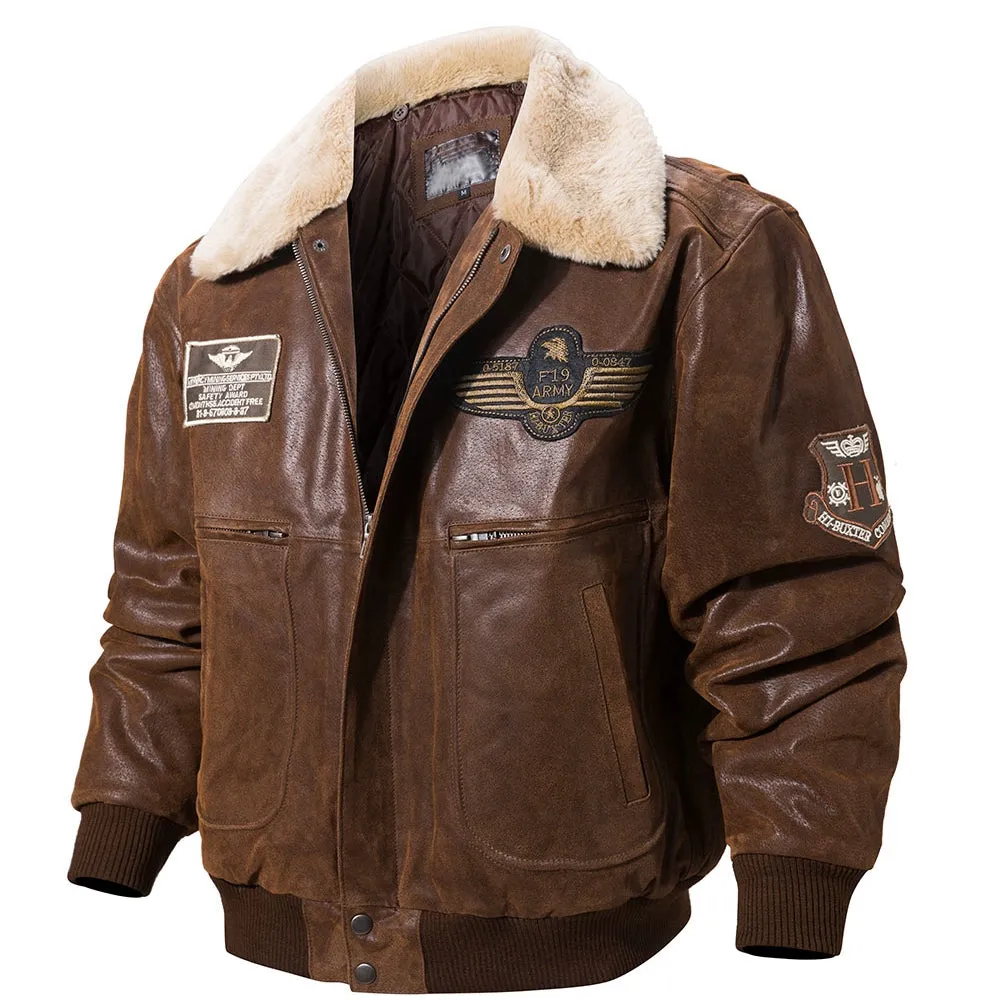 Men's Winter Genuine Leather Warm Bomber