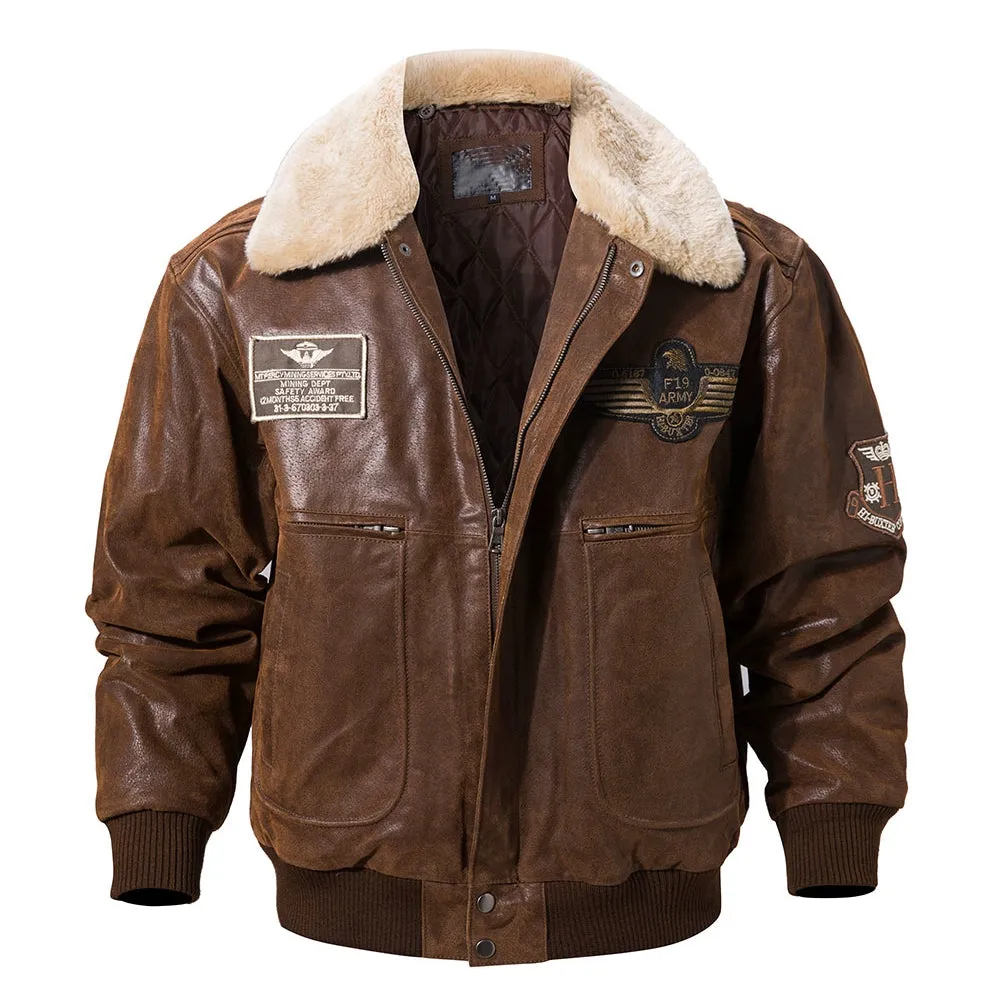 Men's Winter Genuine Leather Warm Bomber