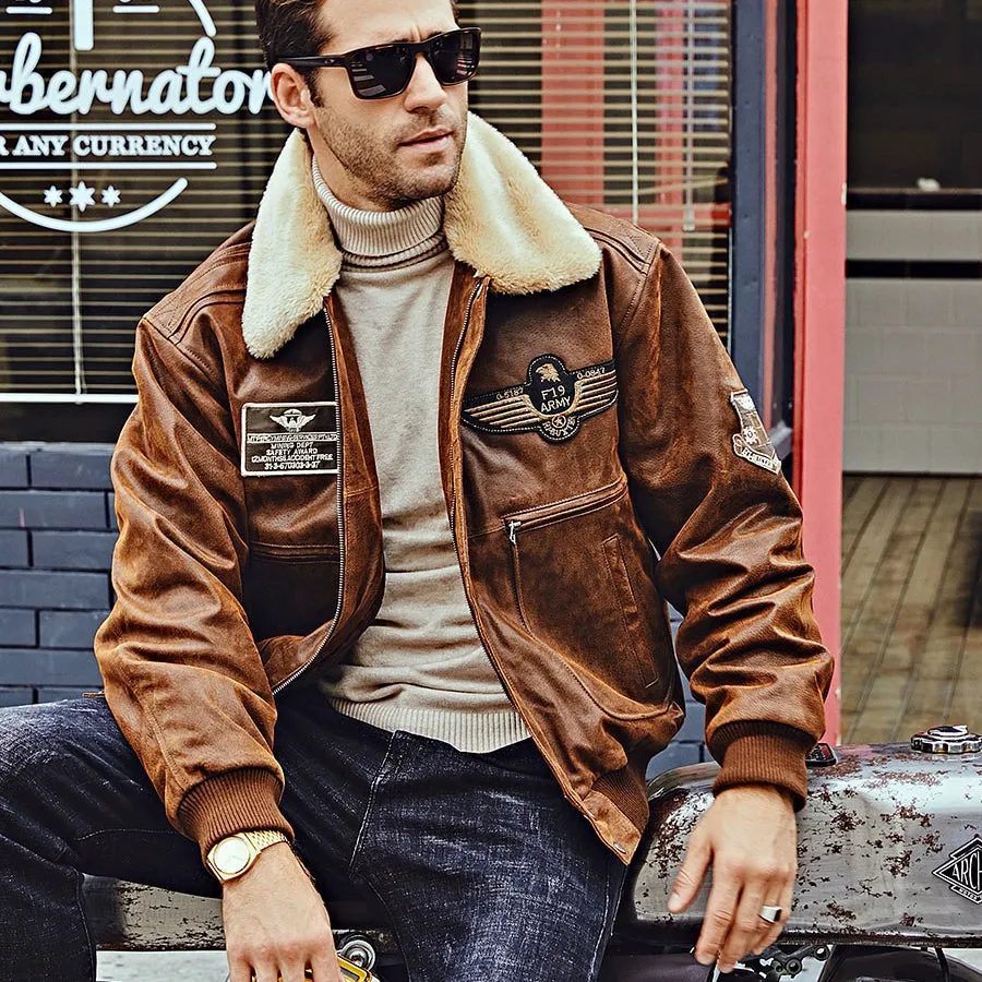 Men's Winter Genuine Leather Warm Bomber