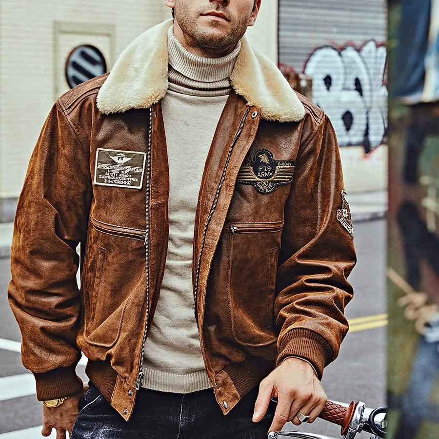 Men's Winter Genuine Leather Warm Bomber
