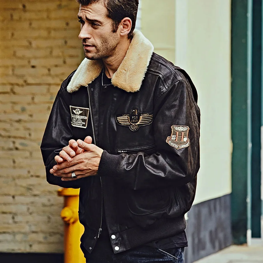 Men's Winter Genuine Leather Warm Bomber