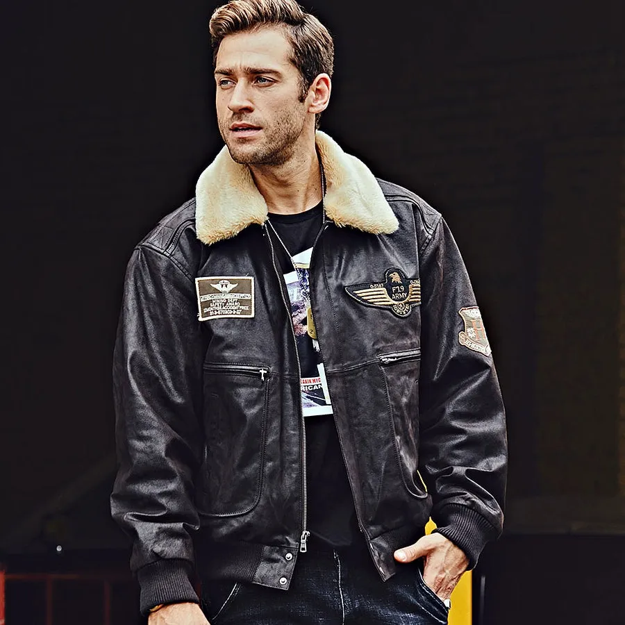 Men's Winter Genuine Leather Warm Bomber
