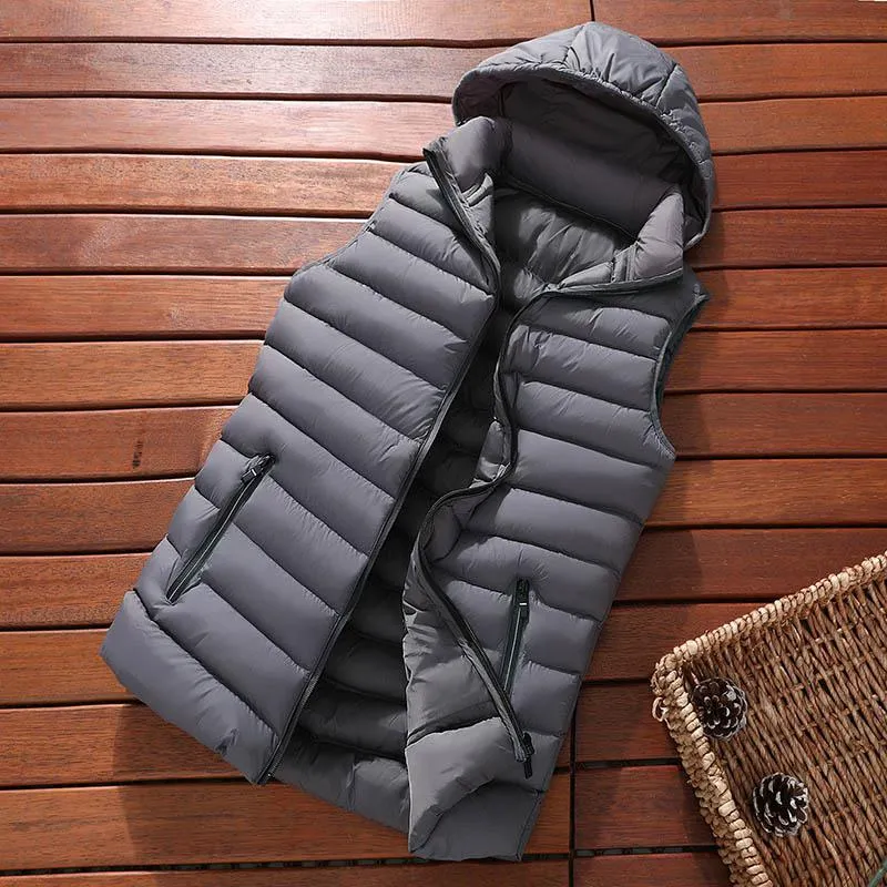 Men's Winter Hooded Down Vest | Plus Size