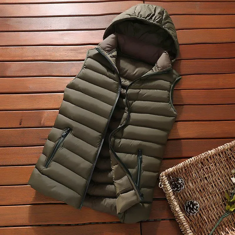 Men's Winter Hooded Down Vest | Plus Size