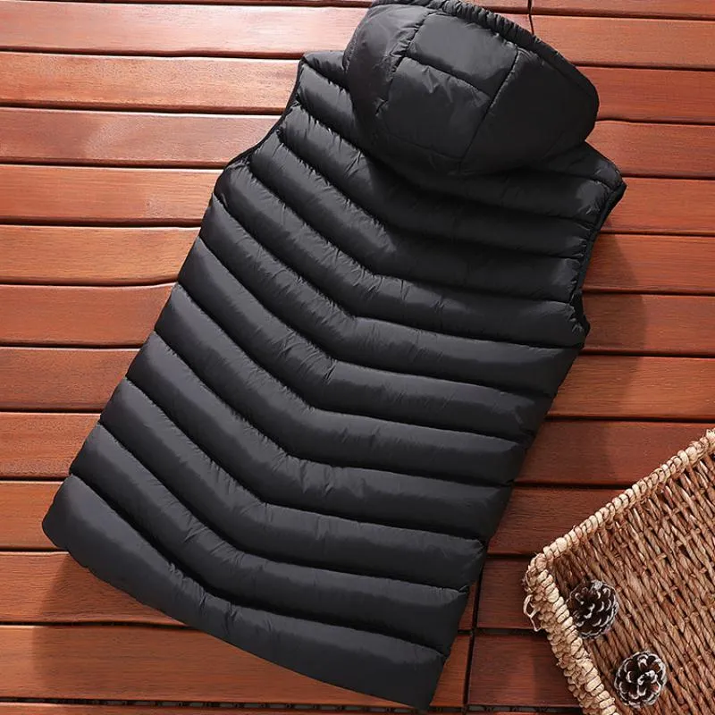 Men's Winter Hooded Down Vest | Plus Size