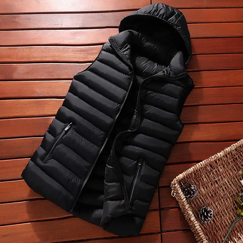 Men's Winter Hooded Down Vest | Plus Size