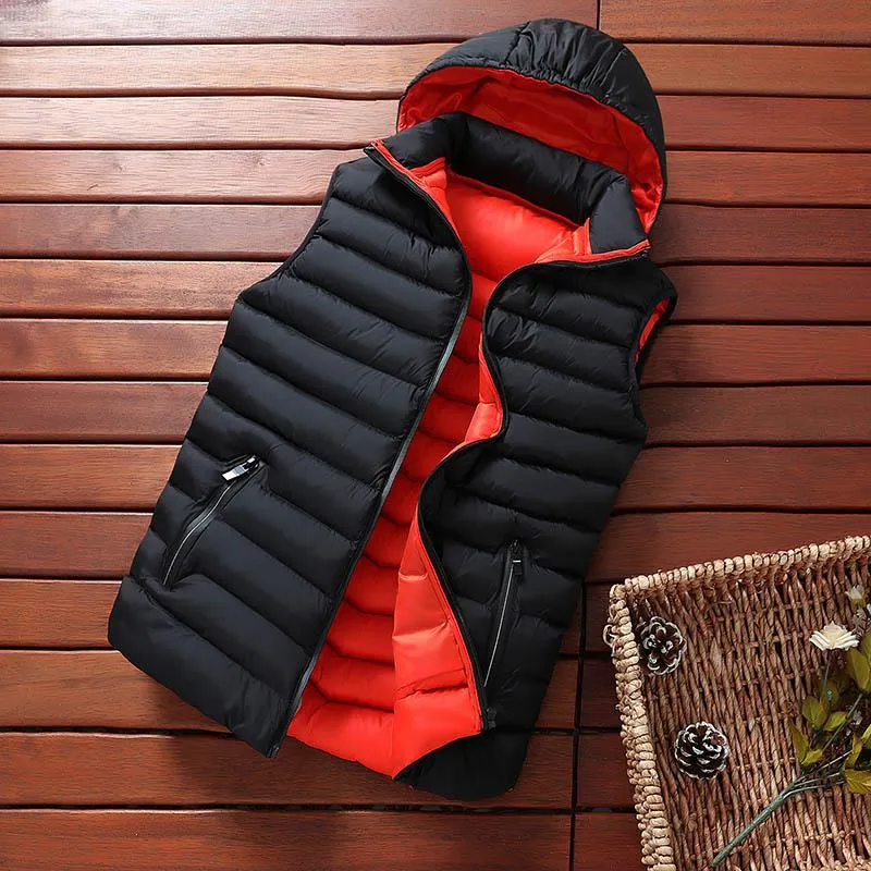 Men's Winter Hooded Down Vest | Plus Size