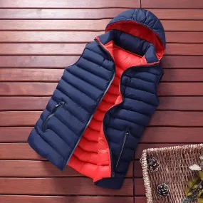 Men's Winter Hooded Down Vest | Plus Size