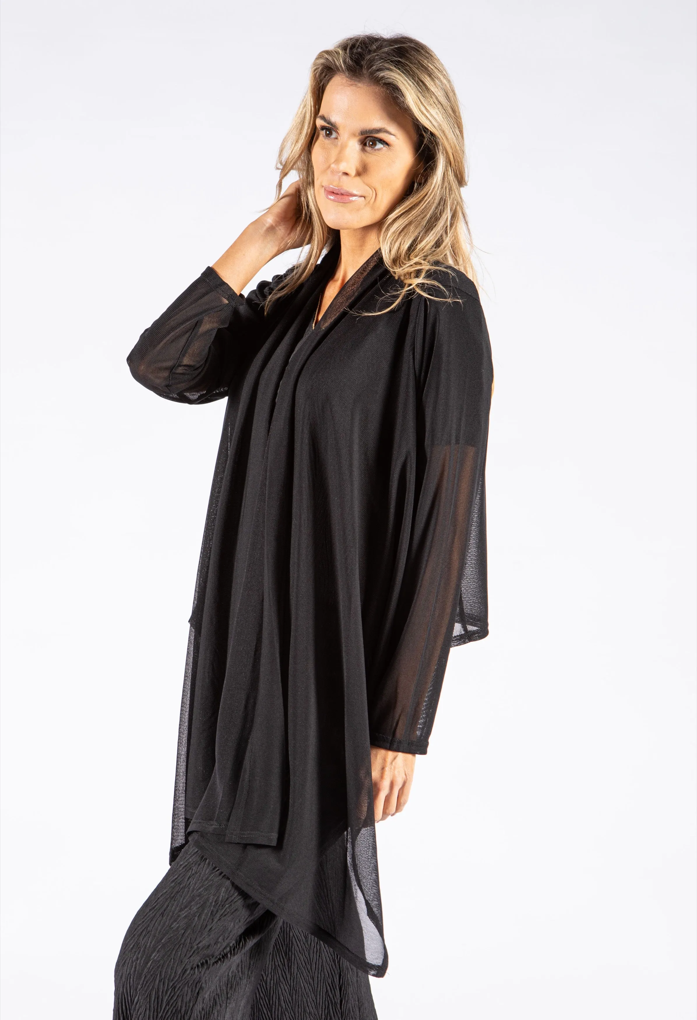 Mesh Longline Cardigan