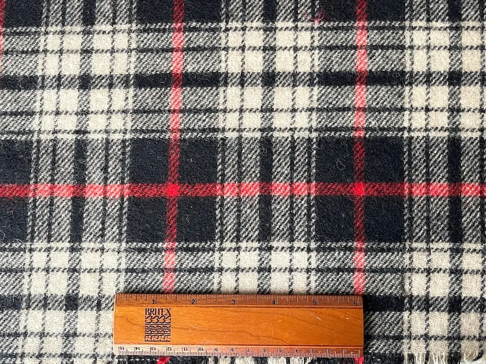 Mid-Weight Sophisticated Soot, Cherry & Ivory Wool Plaid