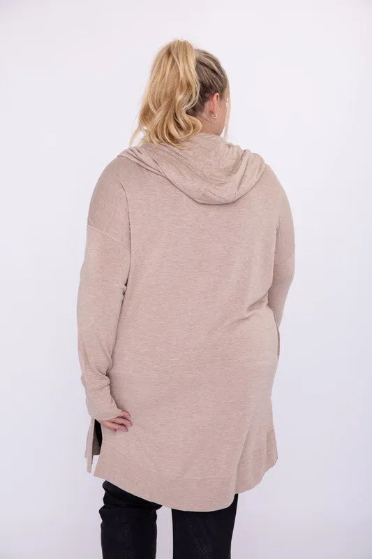 Mono B Curvy Longline Hooded Cardigan with Pockets