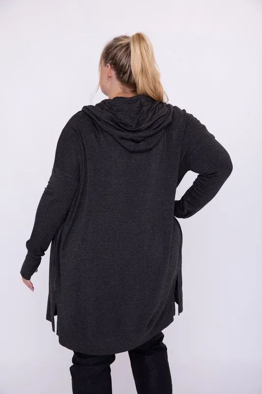 Mono B Curvy Longline Hooded Cardigan with Pockets