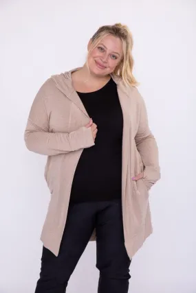 Mono B Curvy Longline Hooded Cardigan with Pockets