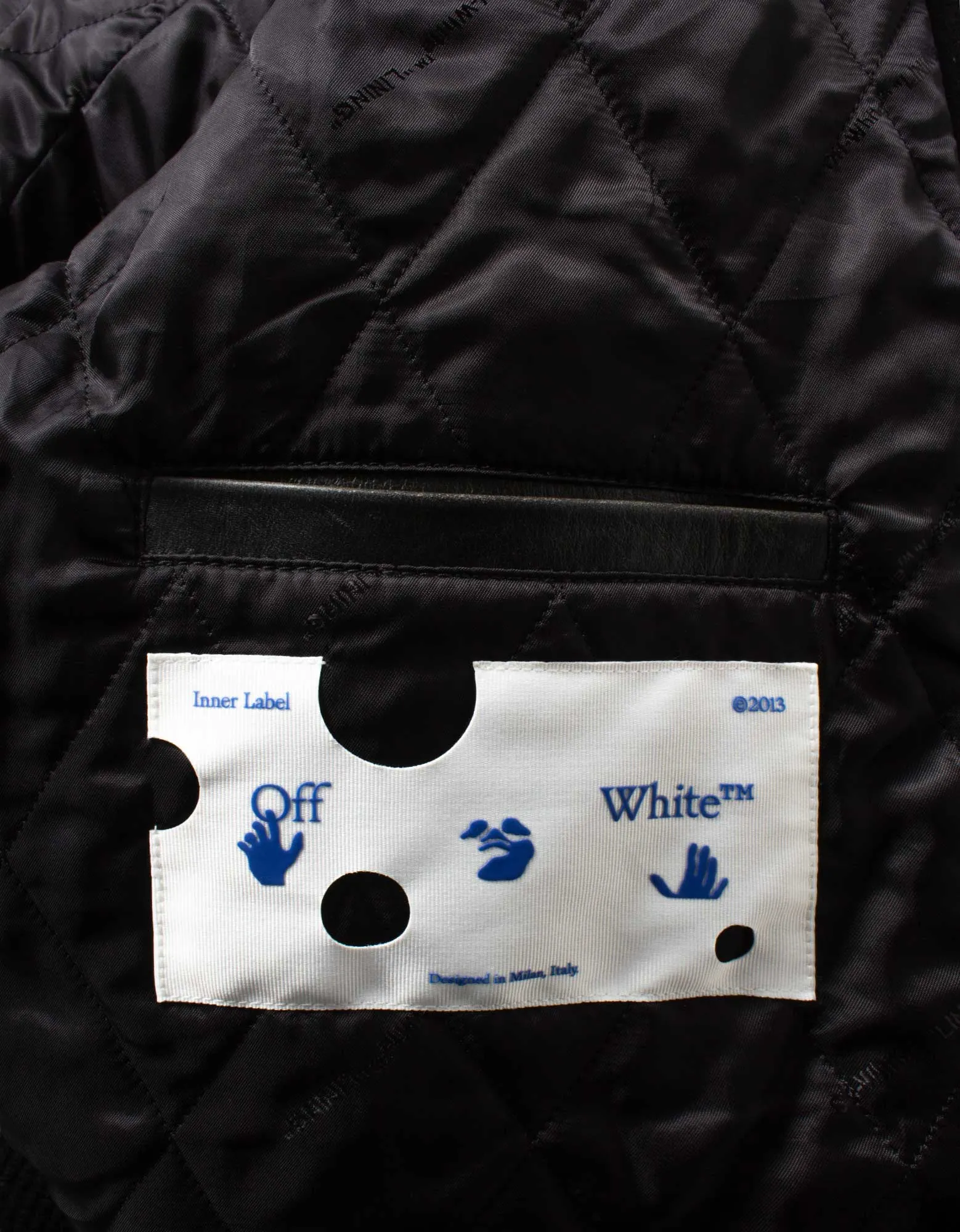 Off-White Black Barrel Leather Varsity Jacket