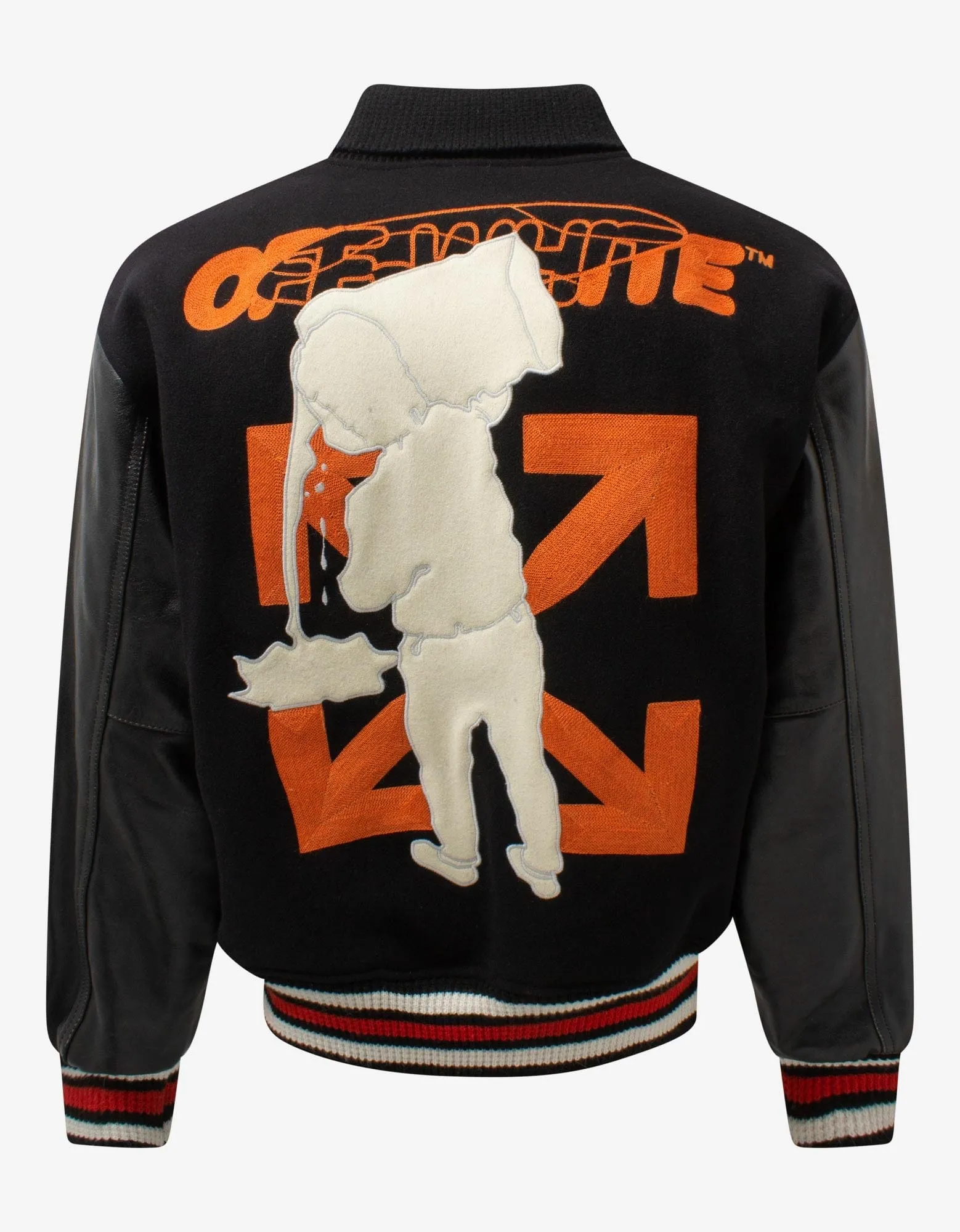 Off-White Black Barrel Leather Varsity Jacket