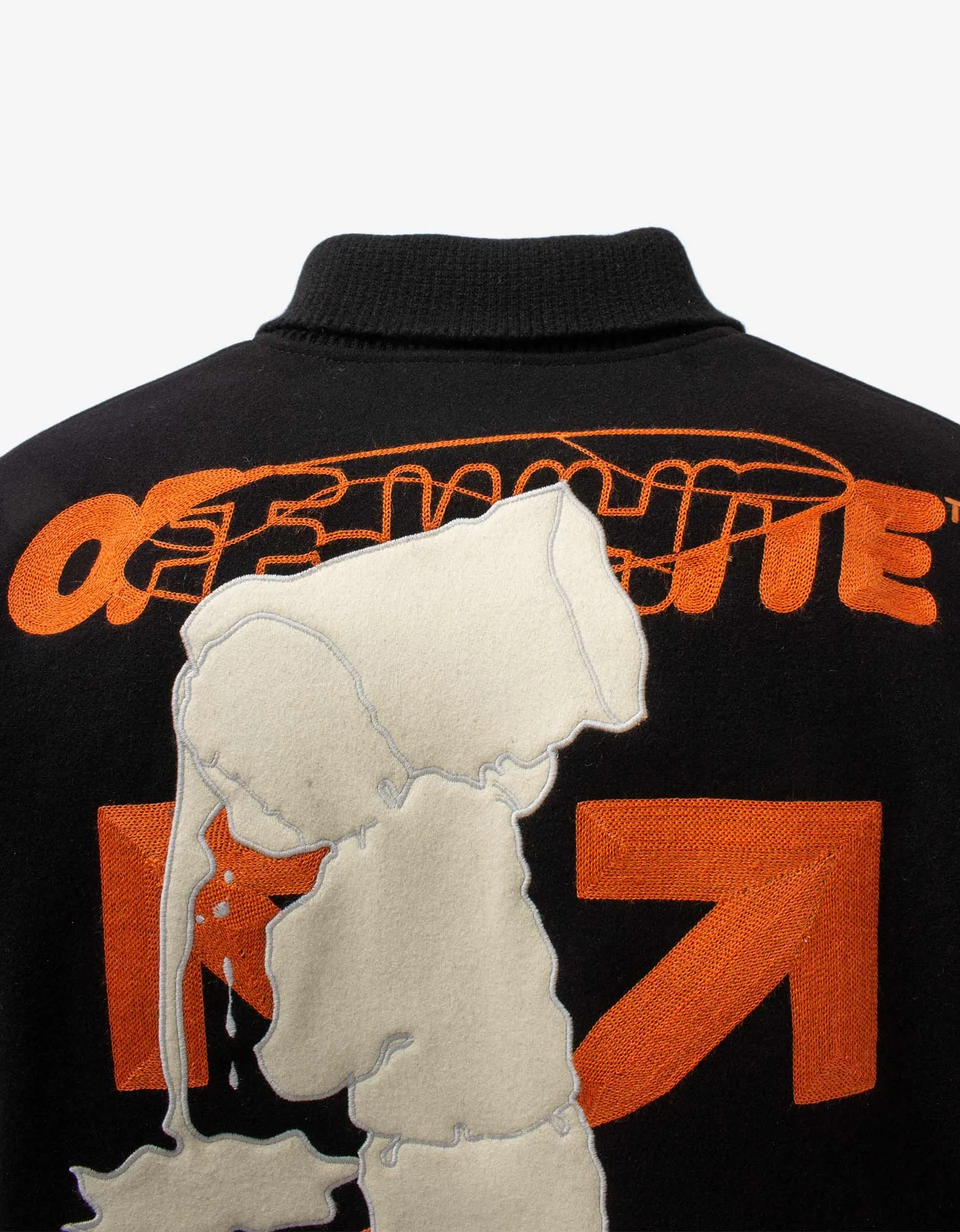 Off-White Black Barrel Leather Varsity Jacket