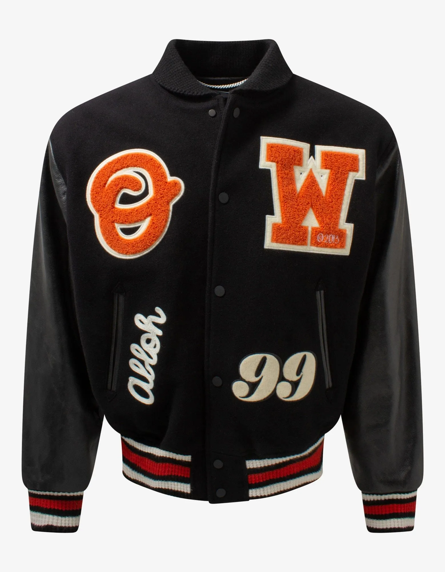 Off-White Black Barrel Leather Varsity Jacket