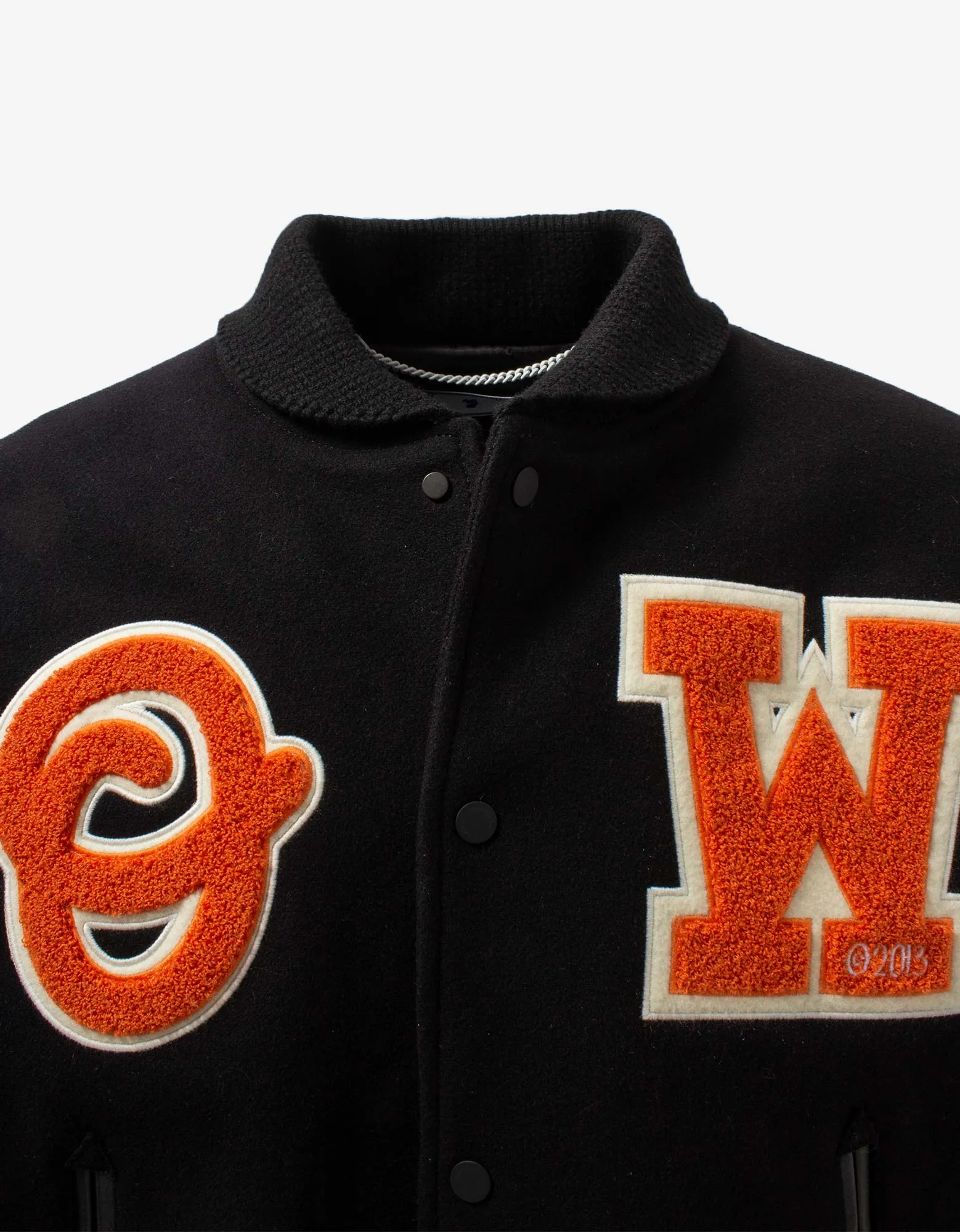 Off-White Black Barrel Leather Varsity Jacket