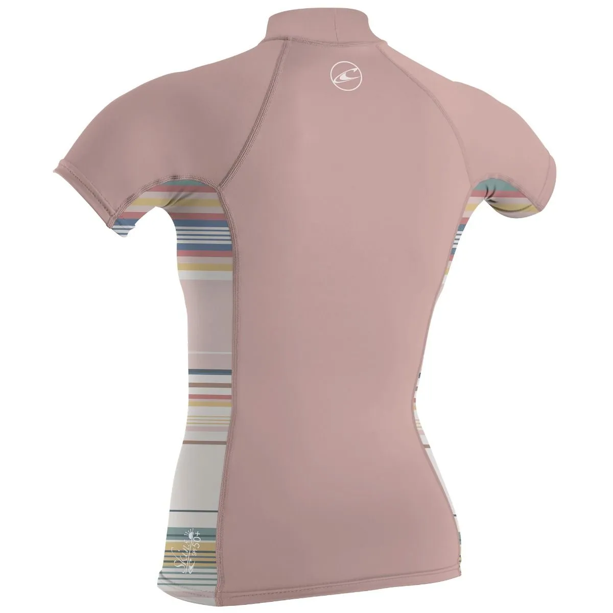 O'Neill Youth Premium Skins S/S Turtleneck Rash Vest - Peony/Baja Stripe/Peony