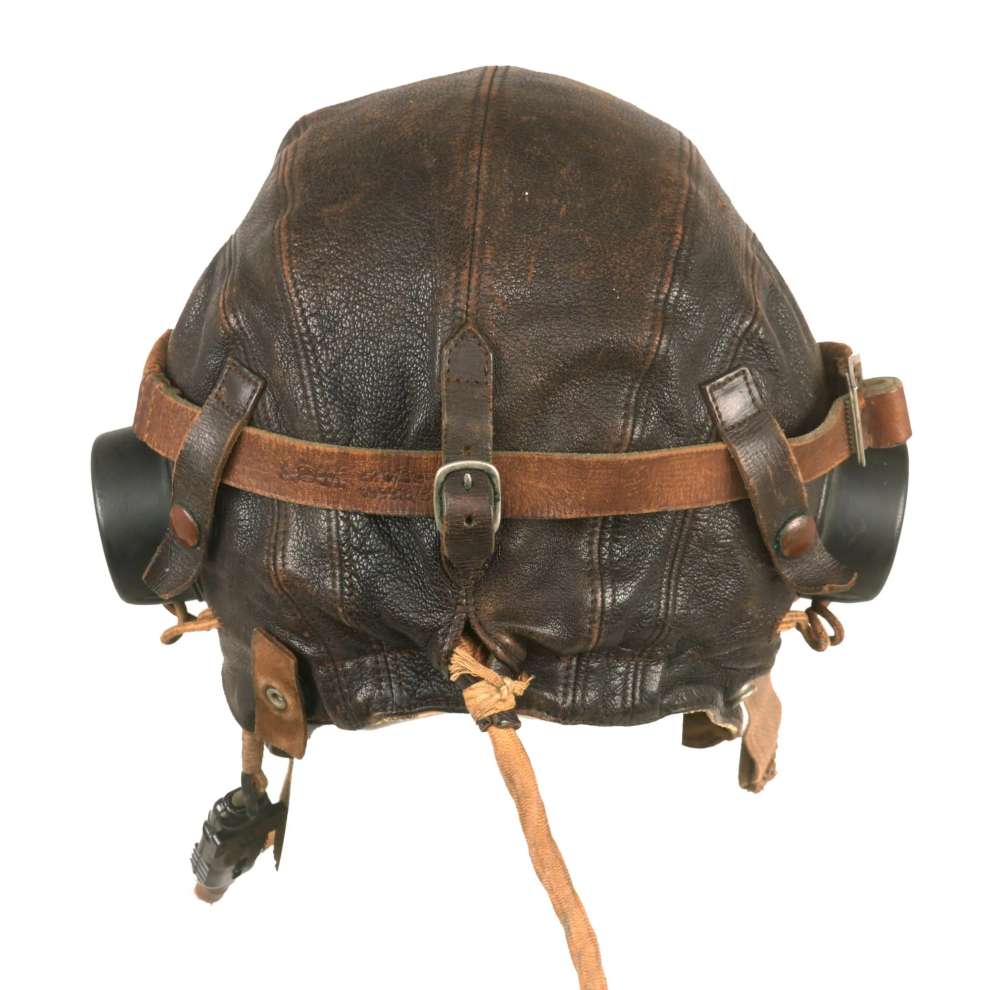 Original British WWII RAF Type C Leather Flying Helmet with Mk. III Goggles & Type E* Oxygen Mask Named to Member of RAF No. 300 Polish Bomber Squadron