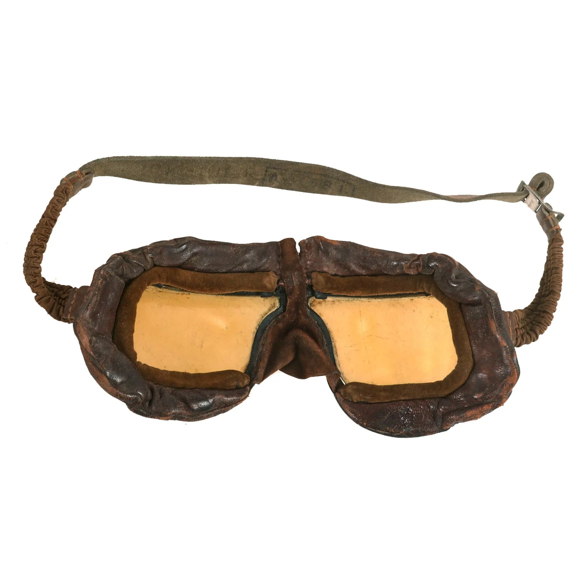 Original British WWII RAF Type C Leather Flying Helmet with Mk. III Goggles & Type E* Oxygen Mask Named to Member of RAF No. 300 Polish Bomber Squadron