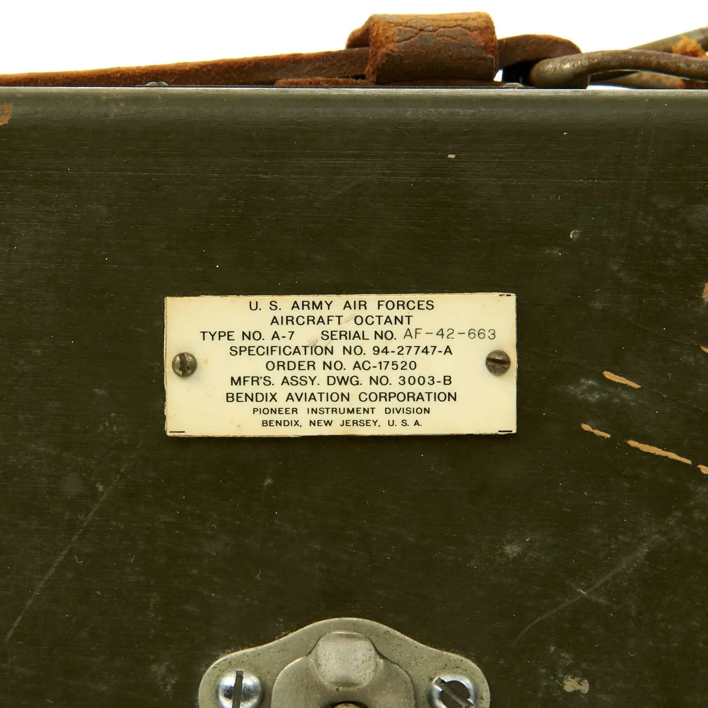 Original U.S. WWII Army Air Forces Type A-7 Octant by Bendix Aviation in Transit Case