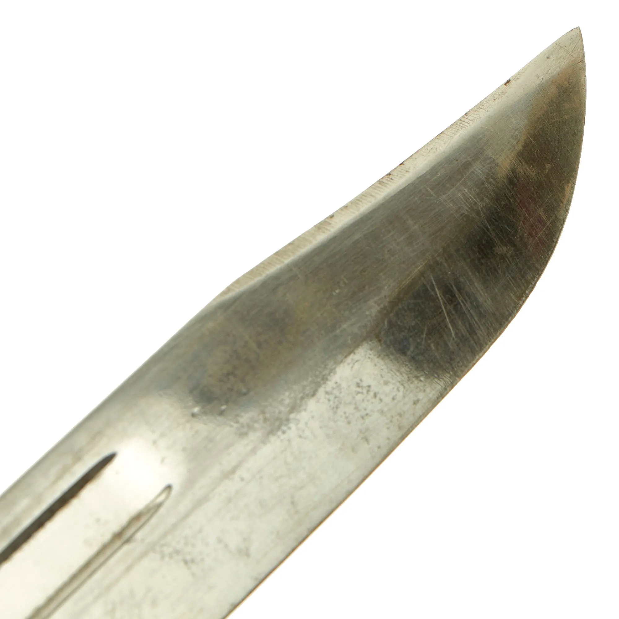 Original U.S. WWII US Marine Corps Pilot DFC Recipient Captain James H. Phillips Kabar Style Theater Made Fighting Knife With Scabbard - Marked “BOUGAINVILLE FEB ‘44”
